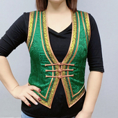 v领短款 修身 纯色 女款 民族风女士马甲蒙古族特色坎肩少数民族服装
