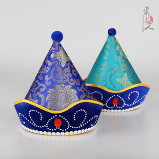 儿童蒙古帽子男童高顶帽民族风舞蹈演出帽舞台蒙古族男孩童帽