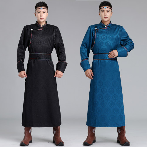 蒙古族服装男长款传统蒙古袍