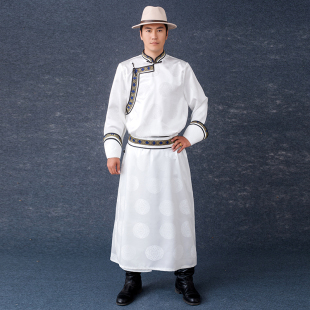 蒙美人蒙古族男装 旅拍蒙古服饰复古传统 蒙古袍少数民族风长袍男款