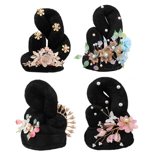 古装成人儿童古典舞民族舞汉服头饰假发髻丽人行舞蹈发饰飞天演出