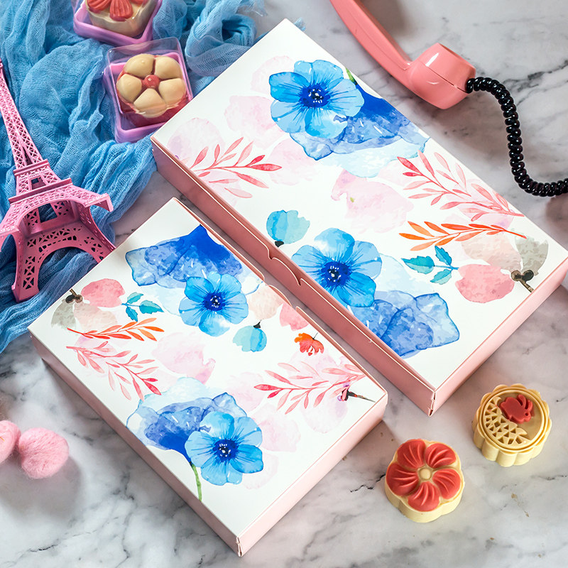 中秋广式流心月饼包装盒高档精美花韵手提盒50g4/6/8粒装礼品盒