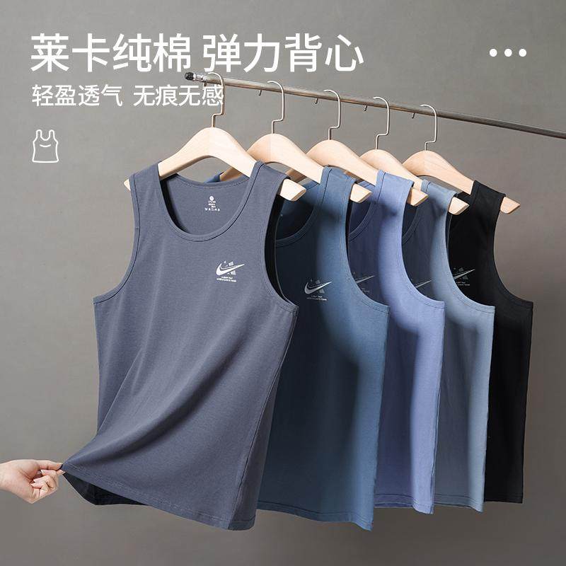 男士纯棉弹力背心时尚透气吸汗夏季宽松印花休闲外穿