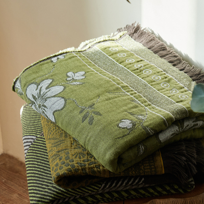 全棉色织提花毯披肩毯沙发毯