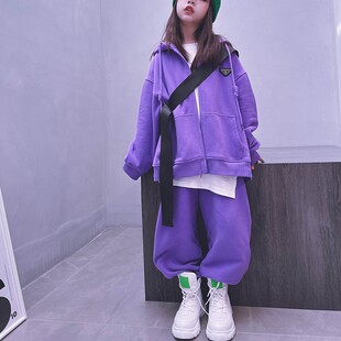 冷大娘定制 秋冬男女中大童街舞演出套装卫衣加绒运动校服亲子款