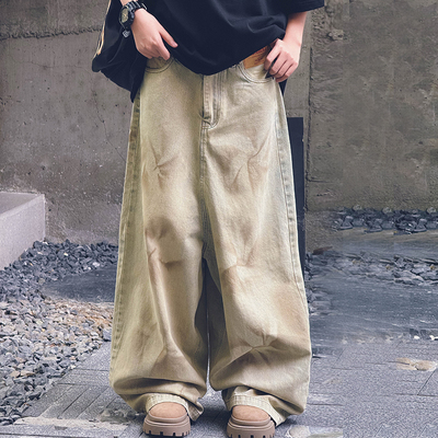 冷大娘中大童复古低档牛仔裤