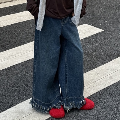 女童纯棉牛仔裤百搭休闲宽松直筒