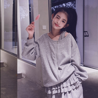 冷大娘男女中大童纯棉卫衣开衫