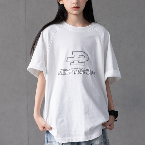 纯棉刺绣短袖百搭休闲运动T恤潮