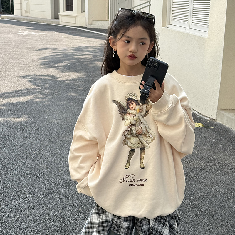 冷大娘定制男女中大儿童纯棉加绒加厚长袖保暖卫衣百搭上衣亲子款