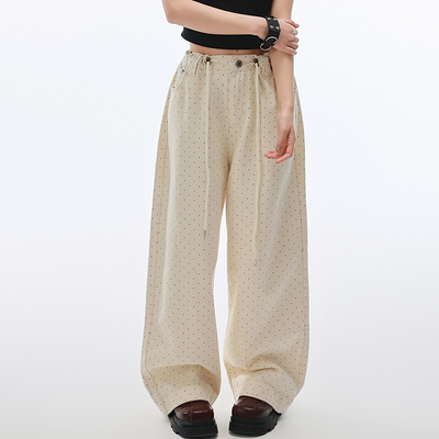 冷大娘纯棉波点休闲长裤