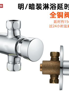 健身房浴室埋墙延时淋浴龙头户外沙滩明装单冷按压式延时阀铜