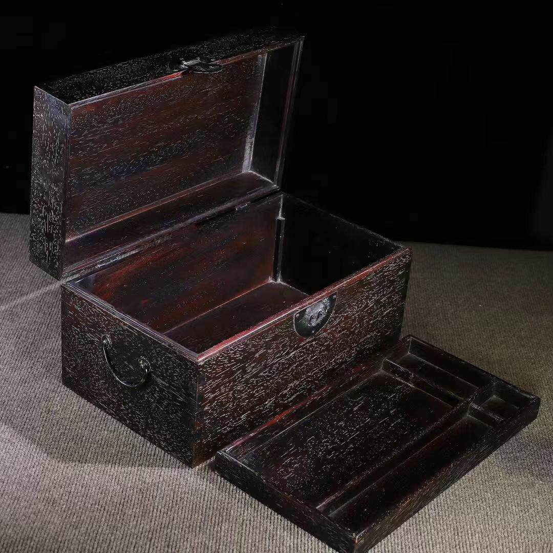 中式复古旧藏紫檀木文房四宝盒子实木大木盒收纳盒长方形多层礼盒
