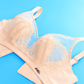 大胸显小内衣女薄款 无钢圈胸罩缩胸防下垂夏天水晶杯超薄文胸 夏季