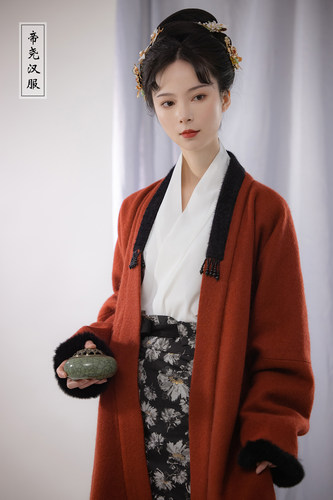 双十一全店九折宋褙子秋色帝尧汉服毛呢原创冬传统日常宋制