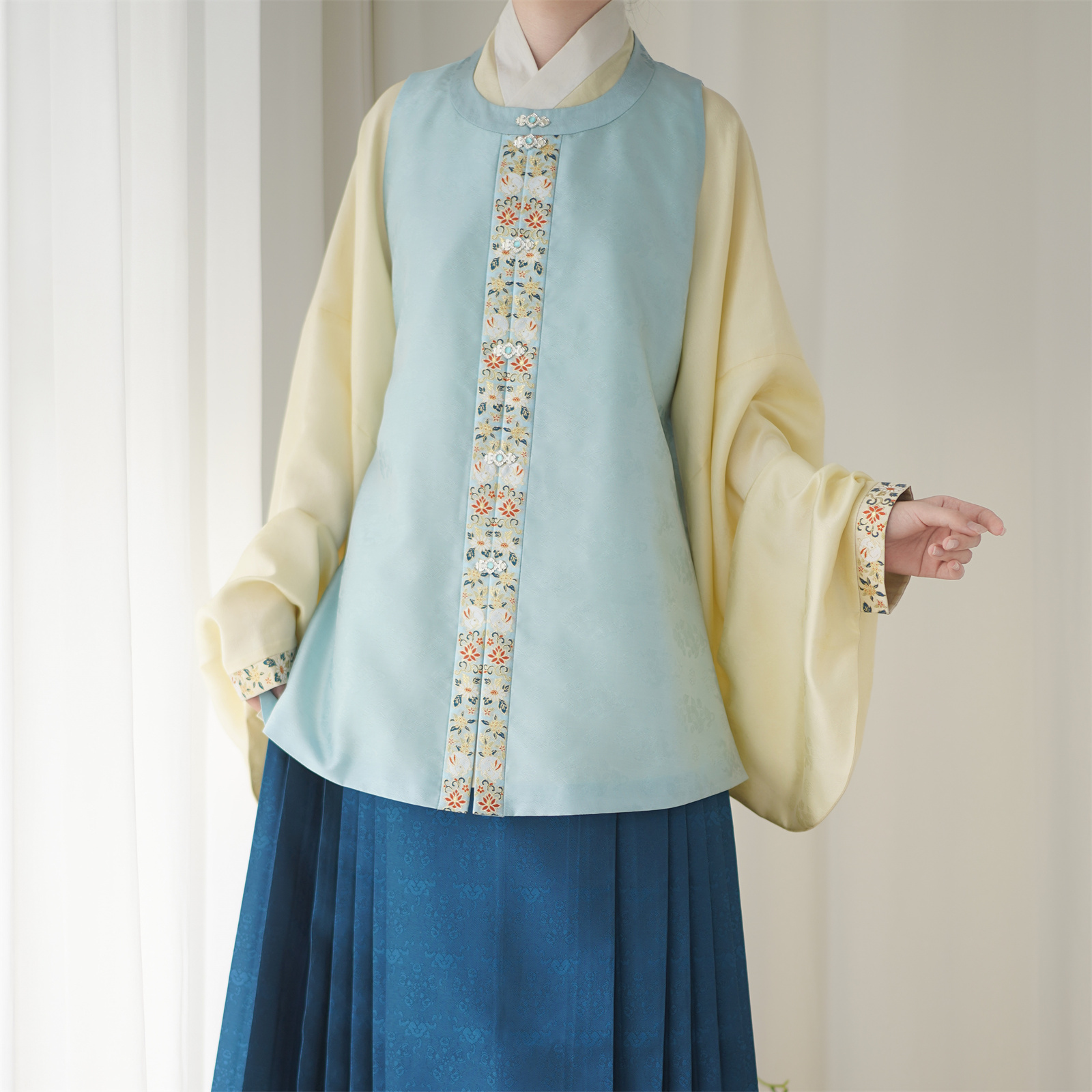 【折桂兔比甲】交领短袄双层比甲帝尧汉服原创明制破肩圆领比甲