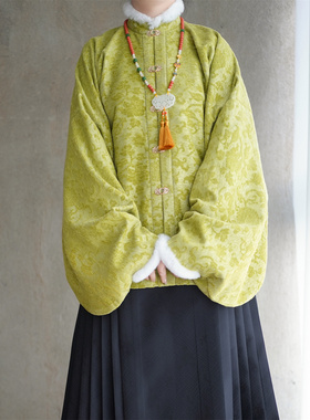 【四时绒花】缠枝花立领短袄帝尧汉服仿漳绒加绒