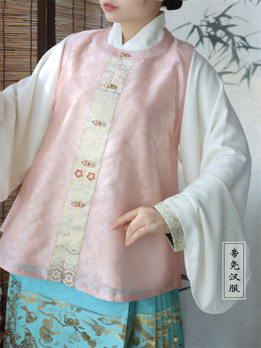 四季花卉圆领比甲帝尧汉服原创破肩马甲汉服女装