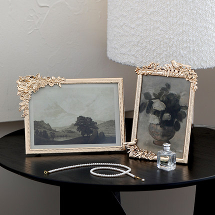 赫本家相框6寸7寸摆台法式复古金属相框雕花装饰摆台结婚相框横款