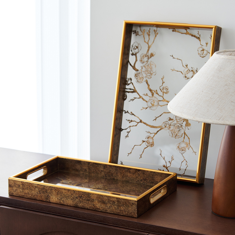 赫本家中式梅花图案香薰收纳托盘