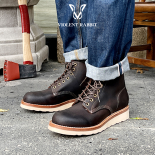 VR兔爷【铁匠】CFS石头棕疯牛皮工装靴男固特异美式9111真皮短靴