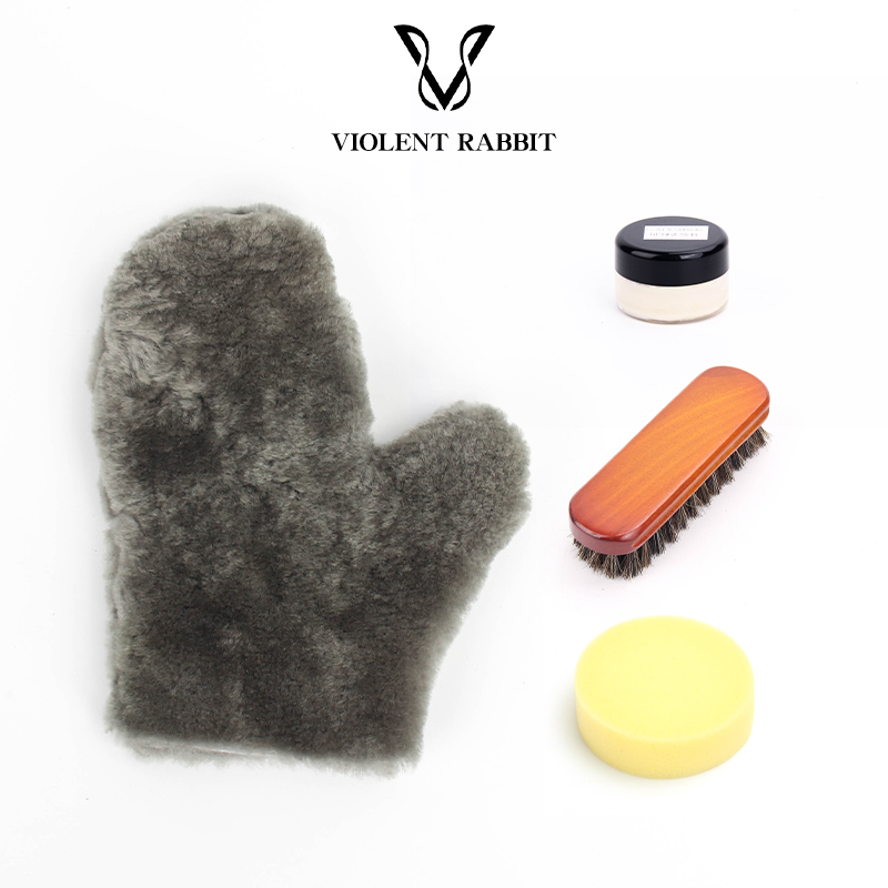 真皮护理套装工具抛光手套马毛刷