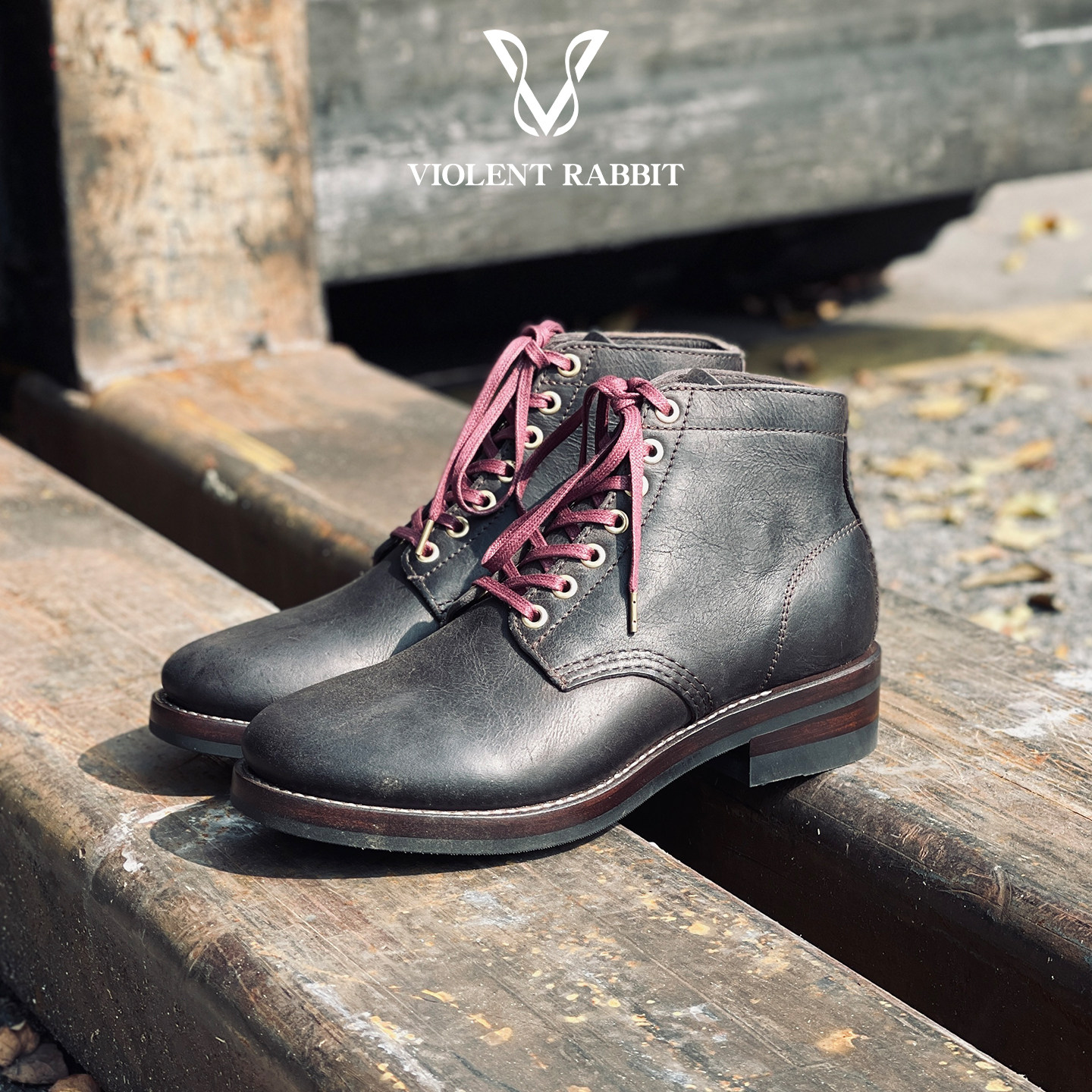 木炭棕kudu！木匠扁头工装靴