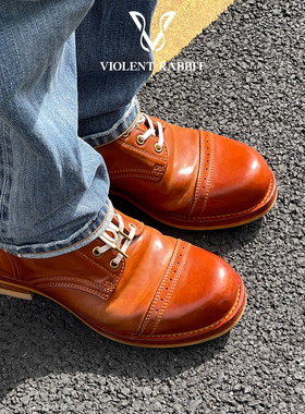 VR兔爷V105马臀皮靴猪脸伞兵靴绅装靴美式复古皮底手工固特异工艺