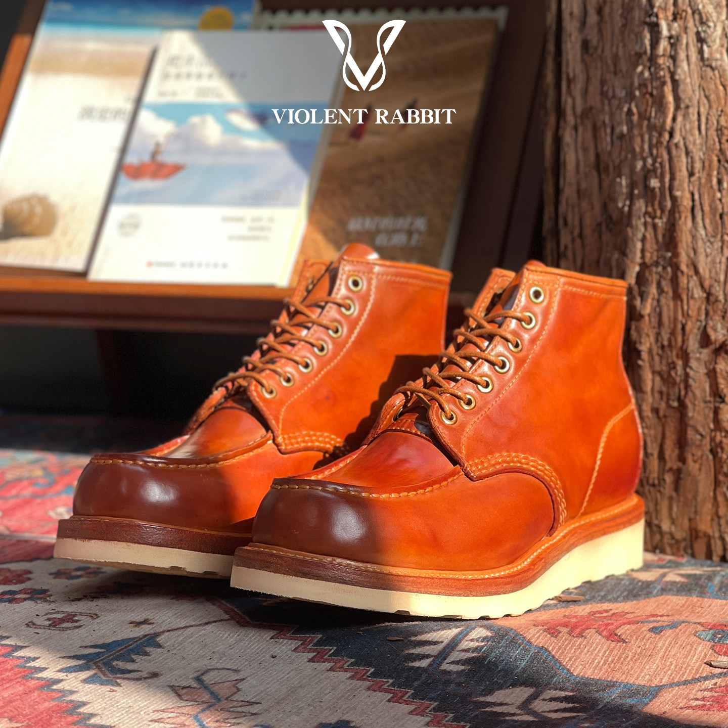 VR兔爷 875工装靴水洗焦糖色马臀皮高帮莫卡辛鞋手缝固特异男鞋,流行男鞋,工装鞋,淘宝优惠券,粉丝福利购,淘宝优惠卷