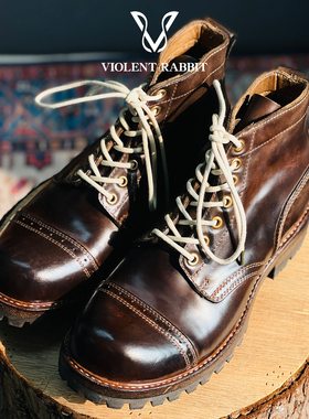 VR兔爷8320伞兵靴水洗马臀皮靴工装靴美式复古手工固特异复古做旧
