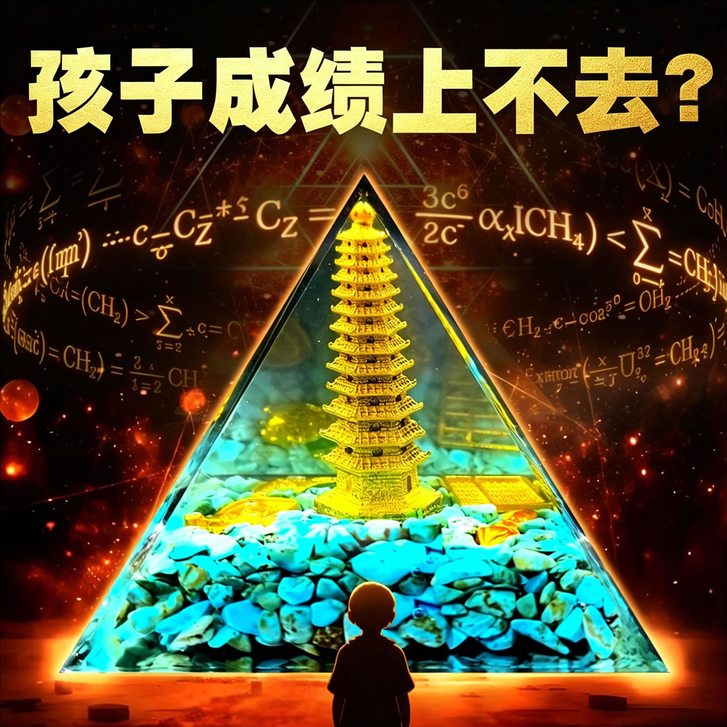 黄铜文昌金字塔摆件学生中考高考13 9层书桌十三九层书房长明灯局