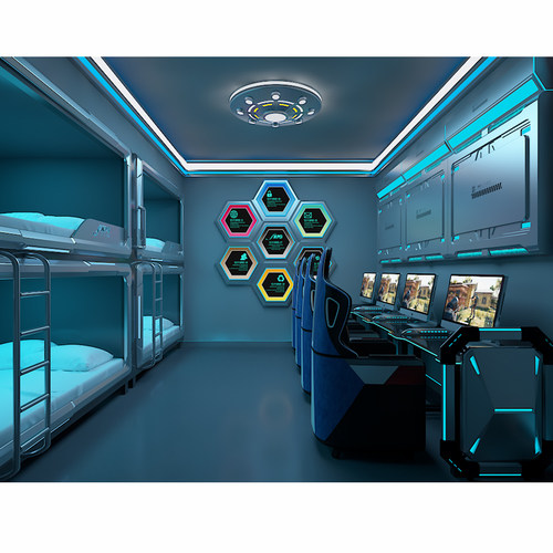 空天电竞酒店太空舱装饰网吧网咖装修模块电竞馆模块设计定制