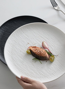米立风物西餐盘黑色磨砂牛排盘家用菜盘创意餐厅平盘子高级感餐具