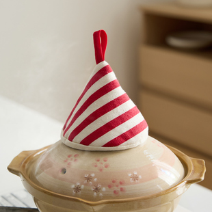 米立风物日式复古防烫锅帽厨房耐高温手套砂锅铸铁锅隔热套锅盖帽