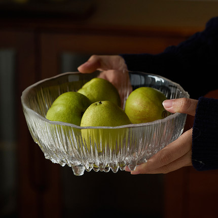 米立风物2025新款玻璃果盘家用客厅茶几摆放零食盘轻奢精致水果盘