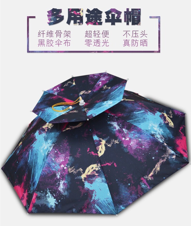钓鱼伞帽头戴式防嗮防雨遮阳帽伞