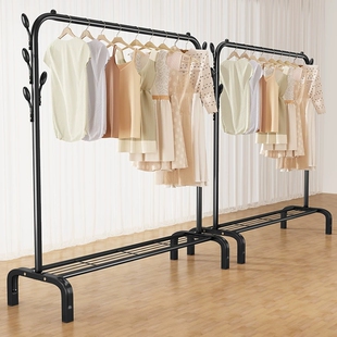 简易晾衣服挂架单杆超强承重落地挂衣架加粗加厚结实耐用不占空间