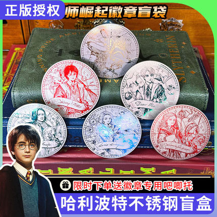 华纳正版哈利波特周边盲盒吧唧不锈钢谷子素描金属徽章盲袋马口铁