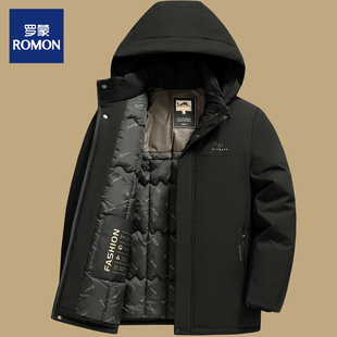罗蒙爸爸冬装棉衣外套中年男士加厚保暖帽子可拆卸中老年棉服上衣