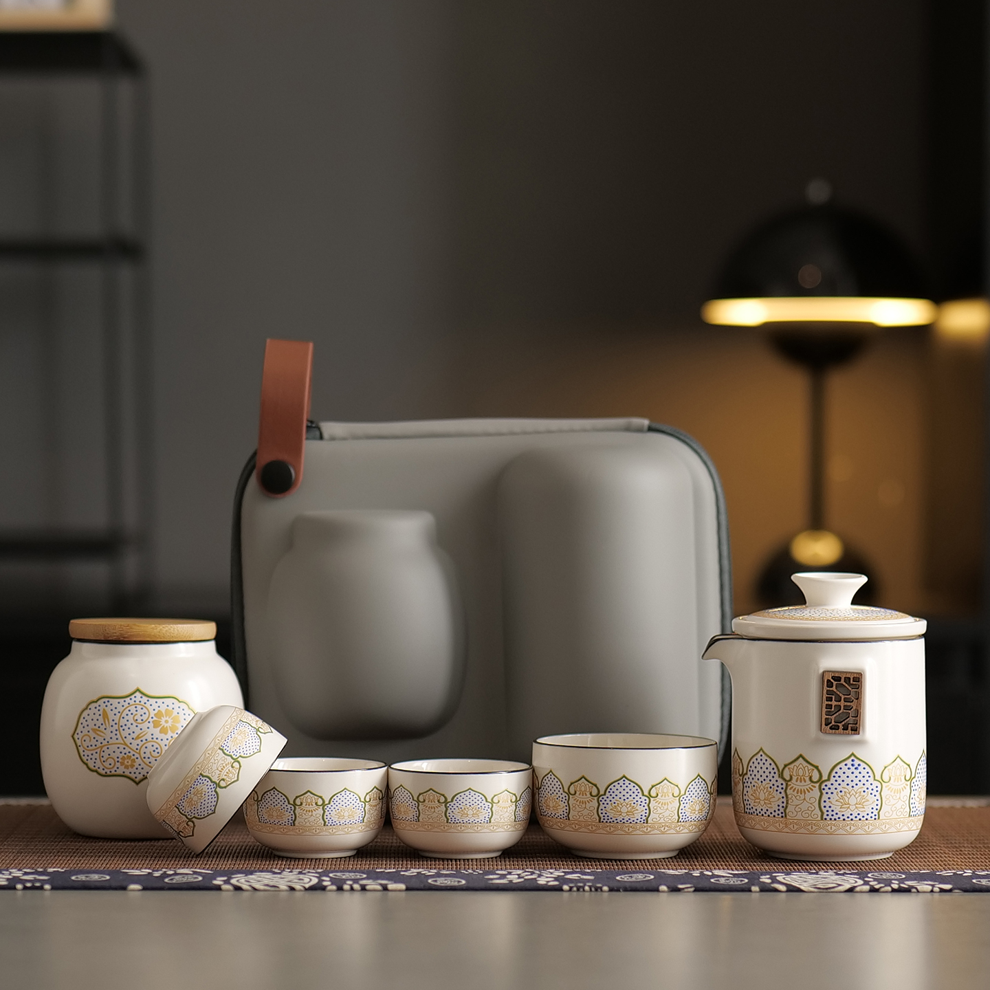 高档户外露营陶瓷快客杯户外一壶四杯旅行茶具套装便携泡茶壶定制