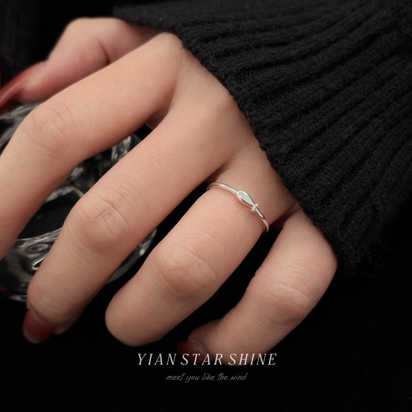 S999纯银锦鲤小鱼开口戒