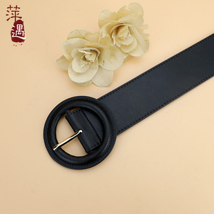 腰封女真皮头层牛皮黑色时尚百搭秋冬装饰配毛呢大衣连衣裙宽腰带