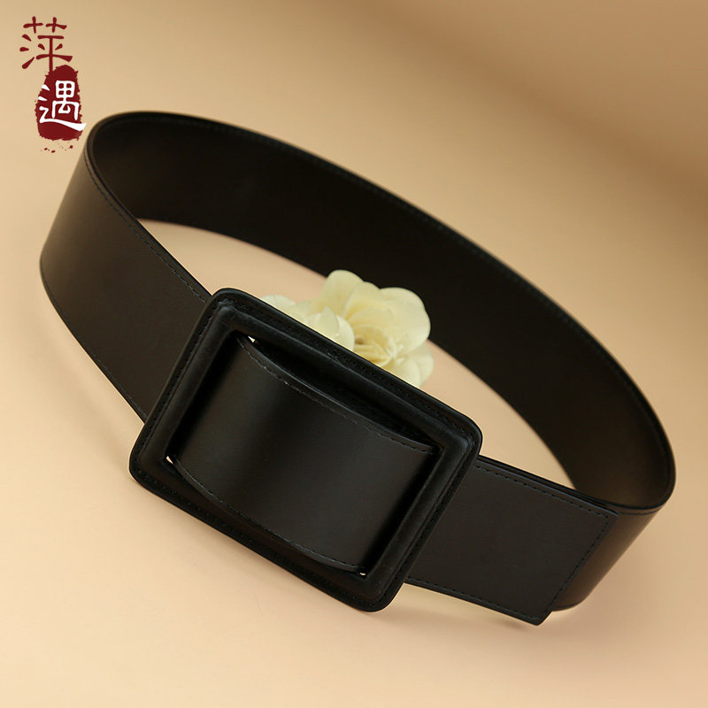 腰封女士真皮头层牛皮黑色皮带百搭腰带宽配大衣连衣裙羽绒服裤带
