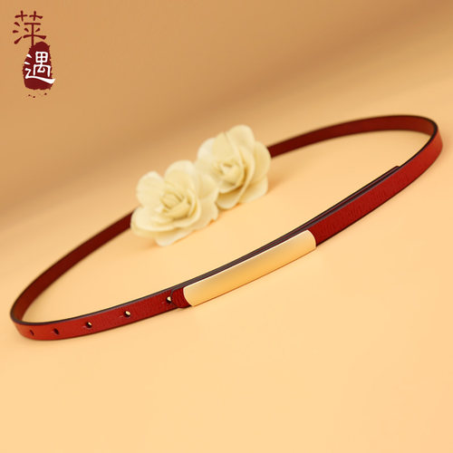 百搭风连衣裙子红色本命年腰带