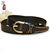 腰带女真皮头层纯牛皮黑色欧美ins酷皮带复古休闲百搭配牛仔裤 带