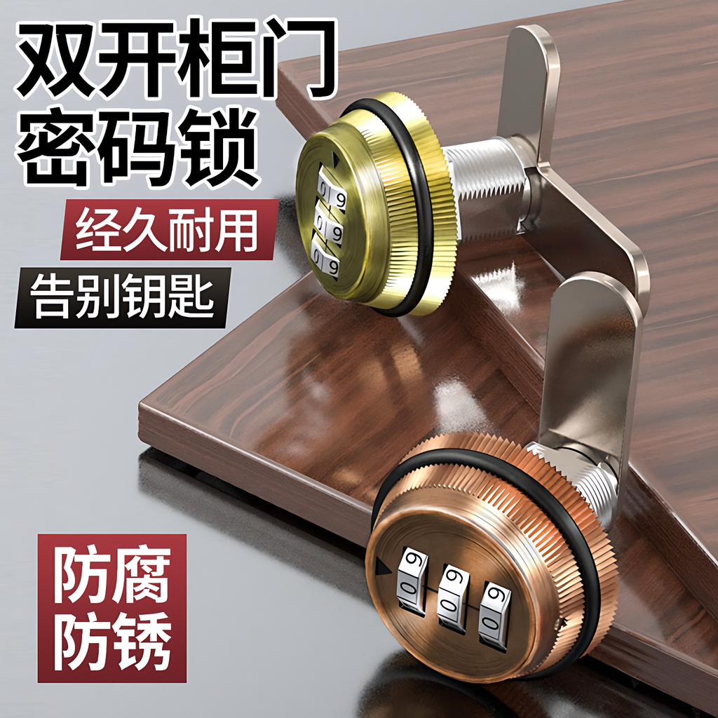 双开柜门密码锁对开家具锁