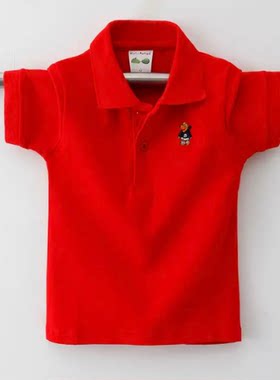 儿童男孩t恤大童夏季翻领上衣班服男童女童短袖POLO衫校服