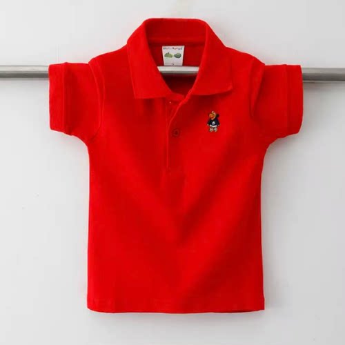 儿童男孩t恤大童夏季翻领上衣班服男童女童短袖POLO衫校服