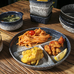 餐具一人食分格餐盘家用套装 日式 减脂大人分餐制早餐定食分隔盘子