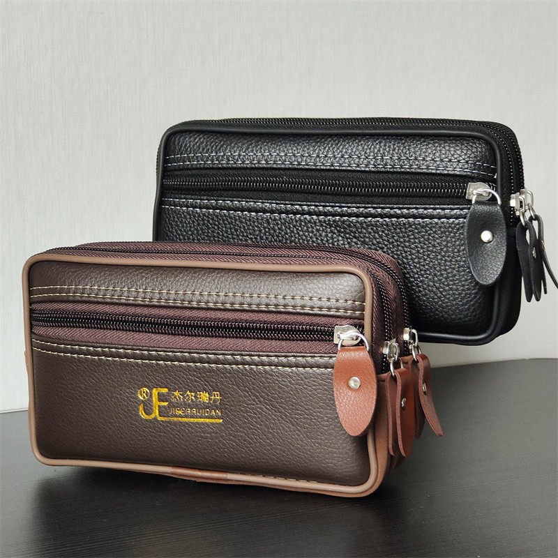 智能机三拉链手机包穿皮带男腰包腰间挂腰带绑腰手机套生意包批发